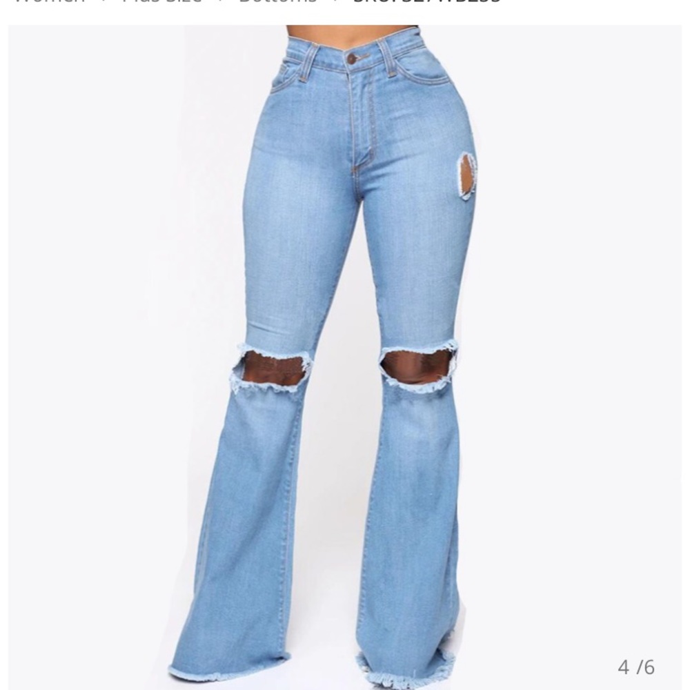 high Waisted Ripped Flare Jeans